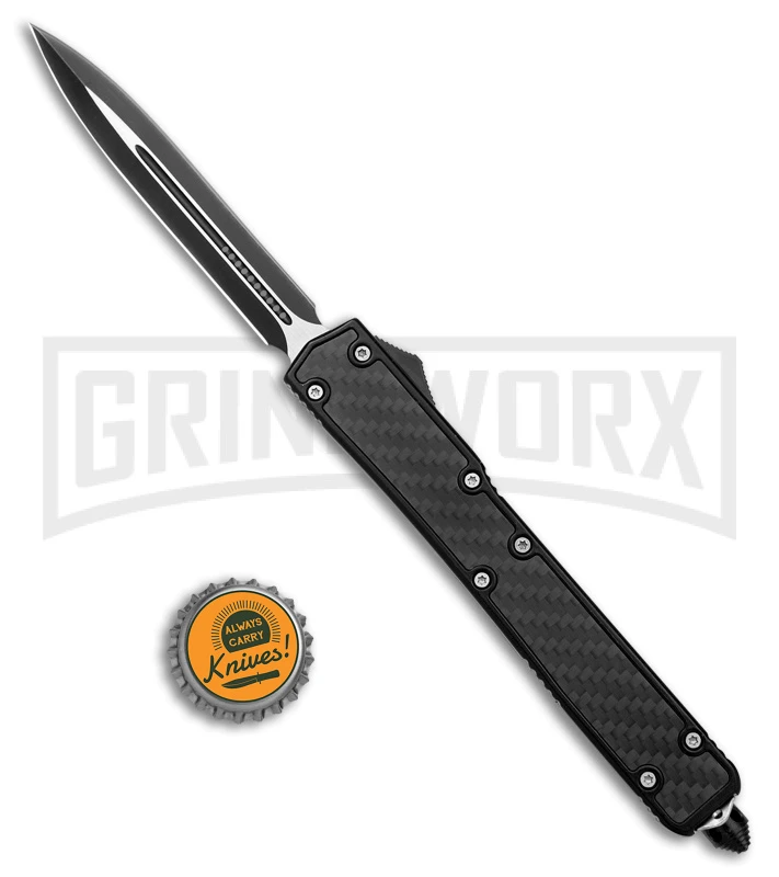 PK-88 10.5" Black OTF Automatic Knife Black Faux Carbon Fiber - Black Plain 4 PK-88 10.5" Black OTF Automatic Knife Black Faux Carbon Fiber - Black Plain - Image 4