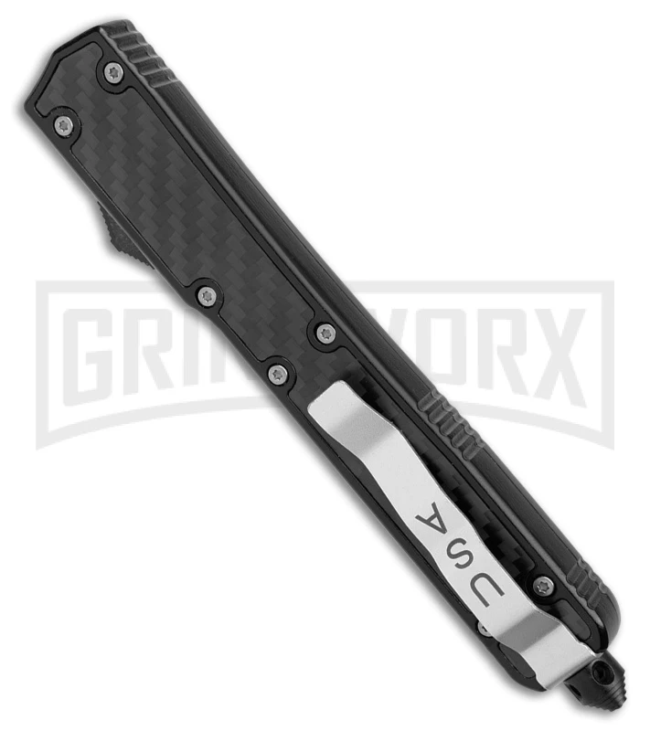 PK-88 10.5" Black OTF Automatic Knife Black Faux Carbon Fiber - Black Plain 3 PK-88 10.5" Black OTF Automatic Knife Black Faux Carbon Fiber - Black Plain - Image 3