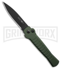 AKC X-treme Ace1 Green Automatic Knife - Black Plain