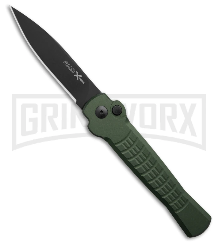 AKC X-treme Ace1 Green Automatic Knife - Black Plain 1 AKC X-treme Ace1 Green Automatic Knife - Black Plain
