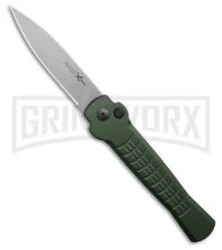 AKC X-treme Ace1 Side Opener Green Automatic Knife - Satin Plain