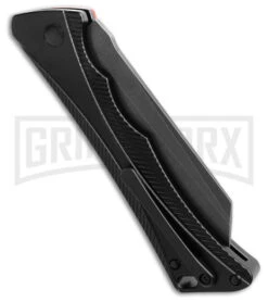 AKC Smarty Black W/Orange Bolster Automatic Knife Reverse Tanto - Black SW Plain -Knife Store AKC Smarty AK Black w Orange Bolster 3in BSW BHQ 184665 td side large