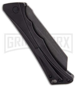 AKC Smarty Black Automatic Knife Reverse Tanto - Black SW Plain 5 AKC Smarty Black Automatic Knife Reverse Tanto - Black SW Plain -Knife Store AKC Smarty Automatic Knife Button Lock Black Aluminum Stonewash side kc large