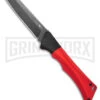 AKC Smarty Red W/Black Bolster Automatic Knife Reverse Tanto - Black SW Plain
