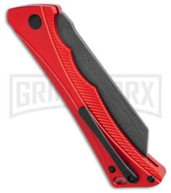 AKC Smarty Red W/Black Bolster Automatic Knife Reverse Tanto - Black SW Plain -Knife Store AKC Smarty Automatic Knife Red w Black Bolster 3.3in Black Stonewash BHQ 184758 hd side large 1