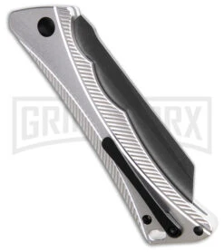 AKC Smarty Silver W/Black Bolster Automatic Knife Reverse Tanto - Black SW Plain 5 AKC Smarty Silver W/Black Bolster Automatic Knife Reverse Tanto - Black SW Plain -Knife Store AKC Smarty Automatic Knife Silver w Black Bolster 3.3in Black Stonewash BHQ 185812 hd side large