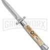 Automatic Italian Style Swinguard 9" Stag - Damascus Bayonet Blade