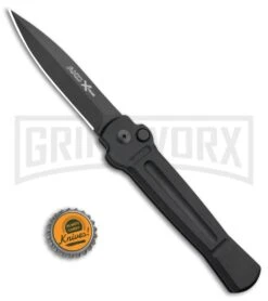 AKC X-treme Ace Black Automatic Knife - Black Plain -Knife Store AKC X TREME ACE Side Opening Automatic Knife Black Black BHQ 100384 kp bottle cap large