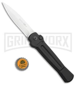 AKC X-treme Ace Black Automatic Knife - Satin Plain -Knife Store AKC X TREME ACE Side Opening Automatic Knife Black Satin BHQ 100386 kp bottle cap large