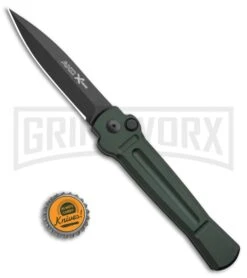 AKC X-treme Ace Dark Green Automatic Knife - Black Plain -Knife Store AKC X TREME ACE Side Opening Automatic Knife Green Black BHQ 100385 kp bottle cap large 1