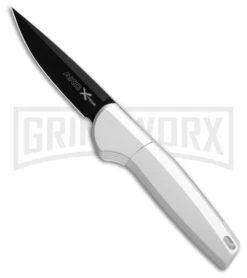 AKC X-Treme Spy Silver Aluminum Bolster Release Automatic Knife - Black Plain