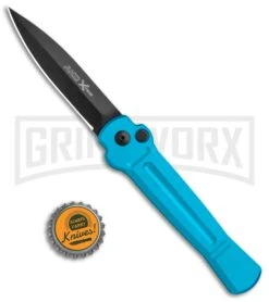 AKC X-treme ACE Light Blue Automatic Knife - Black 7 AKC X-treme ACE Light Blue Automatic Knife - Black -Knife Store AKC X treme Ace Auto Light Blue Black ACE LBLB BHQ 115396 jr bottlecap large