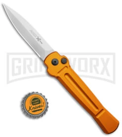 AKC X-treme Ace Orange Automatic Knife - Satin Plain -Knife Store AKC X treme Ace Auto Orange Satin BHQ 136149 jr bottlecap large