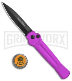 AKC X-treme Ace Purple Automatic Knife - Black Plain -Knife Store AKC X treme Ace Auto Purple Black BHQ 179221 jr bottlecap large