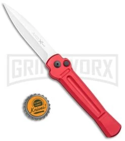 AKC X-treme Ace Red Automatic Knife - Satin Plain -Knife Store AKC X treme Ace Auto Red Satin BHQ 105468 jr bottlecap large