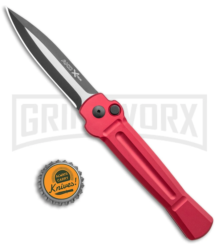 AKC X-treme Ace Red Automatic Knife - Two Tone Plain 4 AKC X-treme Ace Red Automatic Knife - Two Tone Plain - Image 4