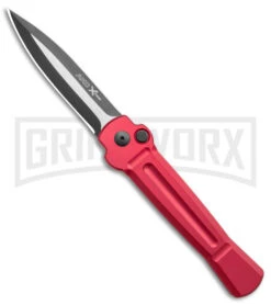 AKC X-treme Ace Red Automatic Knife - Two Tone Plain