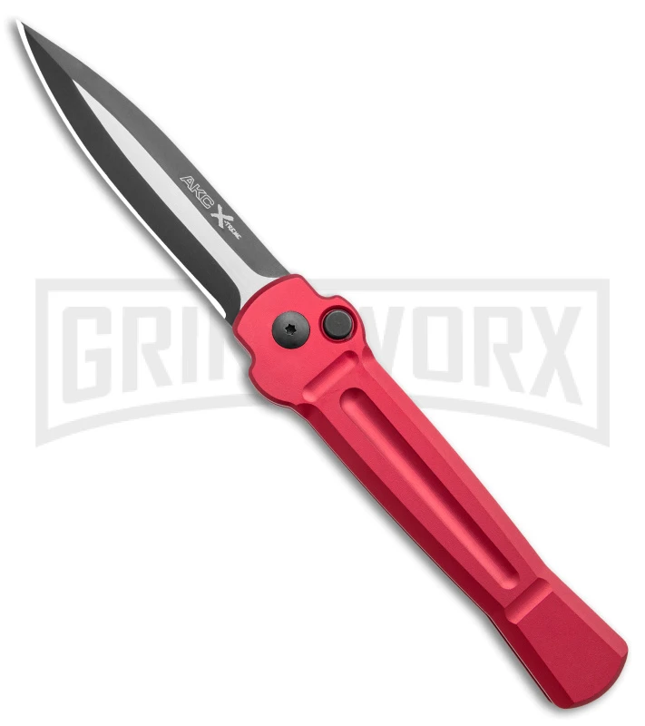 AKC X-treme Ace Red Automatic Knife - Two Tone Plain 1 AKC X-treme Ace Red Automatic Knife - Two Tone Plain