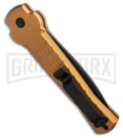 AKC X-treme Ace1 Gold Aluminum Automatic Knife - Black Plain 5 AKC X-treme Ace1 Gold Aluminum Automatic Knife - Black Plain -Knife Store AKC X treme Ace Automatic Knife Gold 3in Black BHQ 189017 td side large