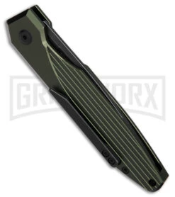 AKC X-treme Dandy Green Aluminum Automatic Knife - Black Stonewash Plain -Knife Store AKC Xtreme Dandy Green Aluminum AK Black SW BHQ 174571 td side large 1