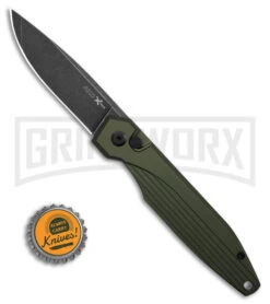 AKC X-treme Dandy Green Aluminum Automatic Knife - Black Stonewash Plain -Knife Store AKC Xtreme Dandy Green Aluminum AK Black SW BHQ 174571 td size large 1