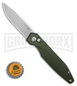 AKC X-treme Dandy Green Aluminum Automatic Knife - SW Plain -Knife Store AKC Xtreme Dandy Green Aluminum AK Satin BHQ 174570 td size large