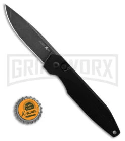 AKC X-treme Dandy Black Aluminum Automatic Knife - Black Stonewash Plain -Knife Store Akc Xtreme Dandy Black Aluminum AK Black SW BHQ 175549 td size large 1