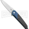 Amare Knives Pocket Peak Blue/Carbon Fiber Folding Knife - Satin Plain