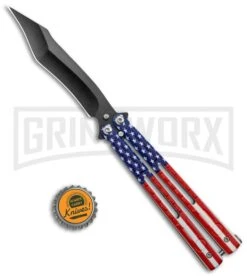 American Flag Balisong Butterfly Knife Black - Blade Pain -Knife Store American Flag Balisong Butterfly Black Blade BF 202 5 GX 37597 jr bottlecap large