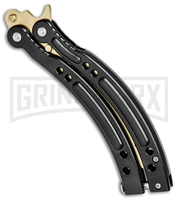 Andux CS Black Balisong Butterfly Trainer - Gold Holes 3 Andux CS Black Balisong Butterfly Trainer - Gold Holes - Image 3