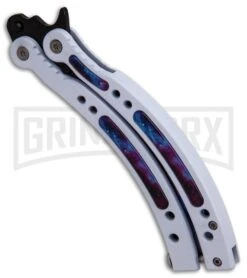 Andux CS Balisong White Butterfly Knife W/ Stardust Inlays - Bowie Stardust -Knife Store Andux CS Balisong White Butterfly Stardust Inlays Bowie Stardust GX 32298 er spine large