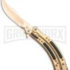 Andux CS Gold Balisong Butterfly Knife W/Black Inlays- Plain