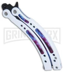 Andux CS White/Stardust Balisong Butterfly Trainer - Stardust Holes -Knife Store Andux CS White Stardust trainer stardust holes BP 24583 er spine large