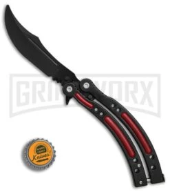Andux CS Black/Red Balisong Butterfly Trainer - Black Plain -Knife Store Andux CS black red trainer black BP 24570 er bottlecap large