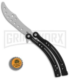 Andux CS Black Balisong Butterfly Trainer - Satin Holes -Knife Store Andux CS black trainer satin holes BP 24582 er bottlecap large