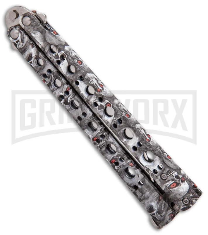 Andux Skull Fly Gray Butterfly Knife - Polished Bayo 3 Andux Skull Fly Gray Butterfly Knife - Polished Bayo - Image 3