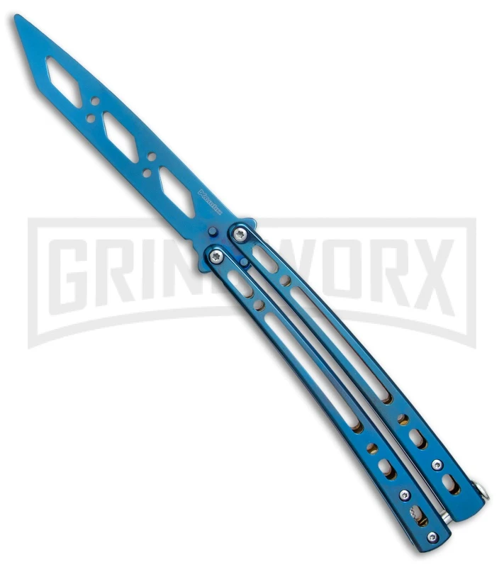 Andux Spectre Blue Balisong Butterfly Trainer - Tanto Blue 1 Andux Spectre Blue Balisong Butterfly Trainer - Tanto Blue