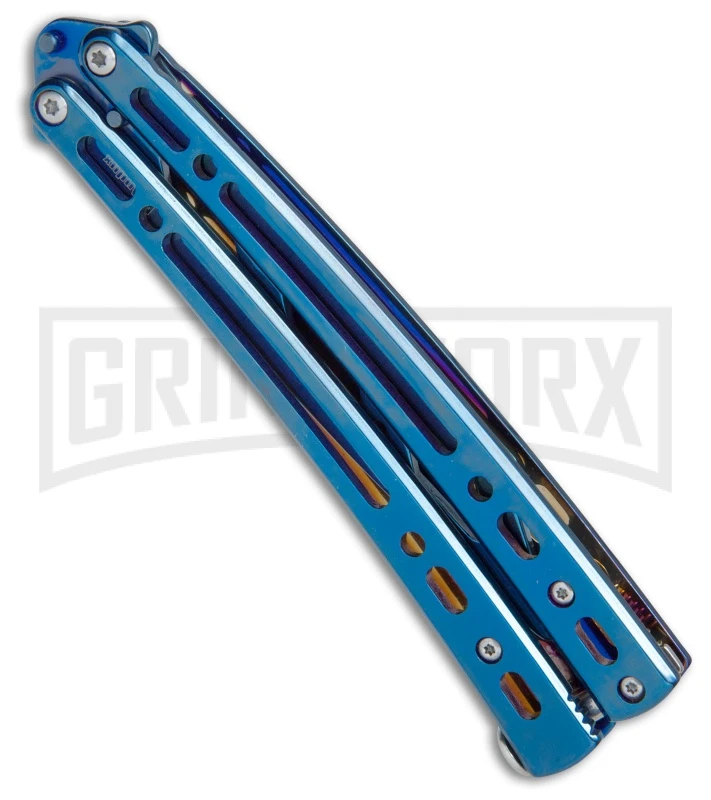 Andux Spectre Blue Balisong Butterfly Trainer - Tanto Blue 2 Andux Spectre Blue Balisong Butterfly Trainer - Tanto Blue - Image 2