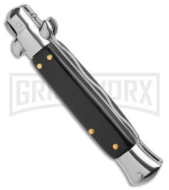 9" Anomaly Stiletto Black Pearlex Automatic Knife - Satin Kriss 6 9" Anomaly Stiletto Black Pearlex Automatic Knife - Satin Kriss -Knife Store Anomally 9in Stiletto Black Pearlex Black Auto Satin Kriss BHQ 163543 jr side large