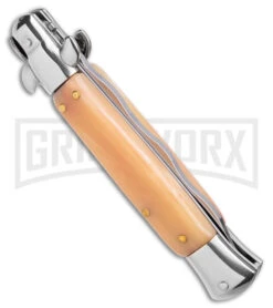 9" Anomaly Stiletto Red Marble Pearlex Automatic Knife - Satin Kriss 6 9" Anomaly Stiletto Red Marble Pearlex Automatic Knife - Satin Kriss -Knife Store Anomally 9in Stiletto Red Pearlex Bone Auto Satin Kriss BHQ 162125 jr side large