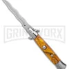 9"Anomaly Stiletto Yellow Pearlex Automatic Knife - Satin Kriss