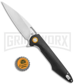 Artisan Cutlery Archaeo Smooth Black G-10 Folding Knife - Stonewash Plain -Knife Store Artisan Cutlery Archaeo LL Smooth Black G 10 SW ATZ1821PBKC BHQ 102915 jr bottlecap large