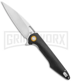Artisan Cutlery Archaeo Smooth Black G-10 Folding Knife - Stonewash Plain