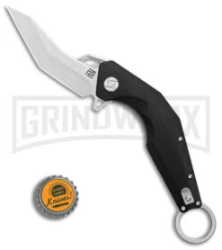 Artisan Cutlery Cobra Black G-10 Folding Knife - Satin Plain -Knife Store Artisan Cutlery Cobra Black G10 sculpted satin BHQ 87226 er bottlecap large