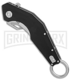 Artisan Cutlery Cobra Black G-10 Folding Knife - Satin Plain -Knife Store Artisan Cutlery Cobra Black G10 sculpted satin BHQ 87226 er spine large