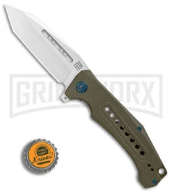 Artisan Cutlery Jungle Green G-10 Folding Knife - Stonewash Plain -Knife Store Artisan Cutlery Jungle Green G10 SW BHQ 87208 er bottlecap large