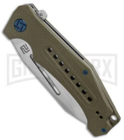 Artisan Cutlery Jungle Green G-10 Folding Knife - Stonewash Plain -Knife Store Artisan Cutlery Jungle Green G10 SW BHQ 87208 er spine large