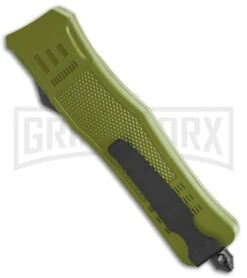 Atomic Defender Large OTF Automatic Knife OD Green - Two Tone Dagger -Knife Store Atomic Defender Dagger OD Green OTF Auto TT GX 36259 jr side large