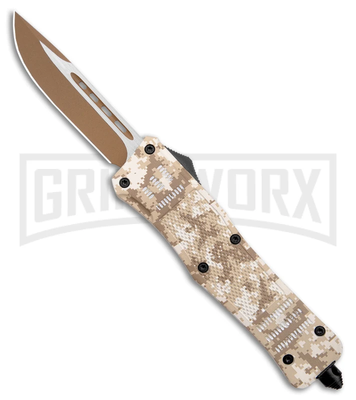 Atomic Defender Large OTF Automatic Knife Tan Digi Camo - Two Tone Drop Point 1 Atomic Defender Large OTF Automatic Knife Tan Digi Camo - Two Tone Drop Point
