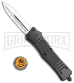 Atomic Defender Large OTF Automatic Knife Black - Satin Plain -Knife Store Atomic Defender OTF Dagger 6PA21 55D BP 19784 jr bottlecap large